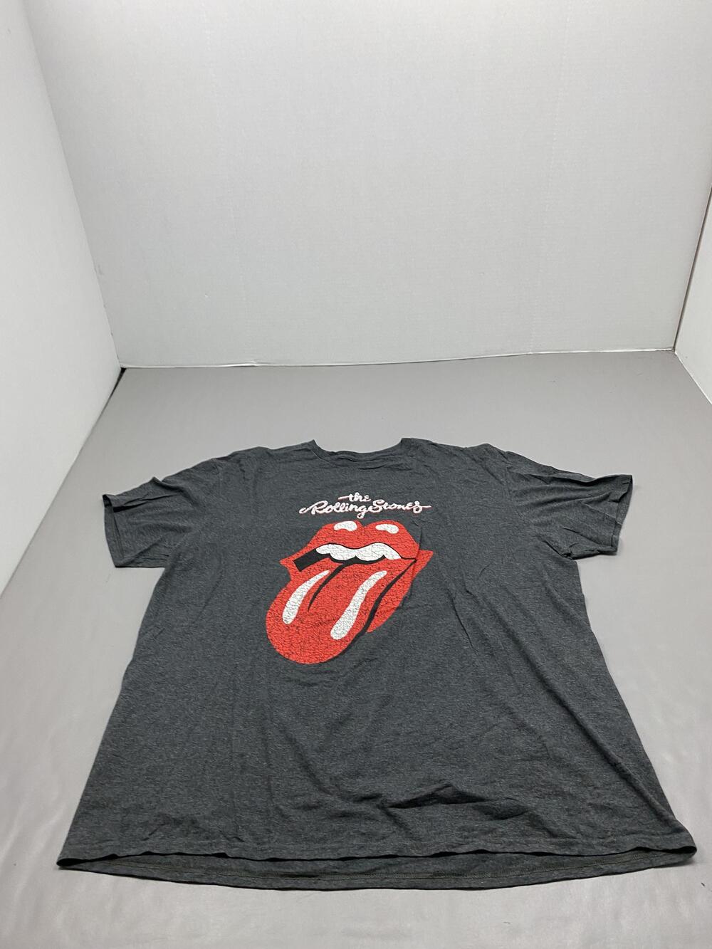 The Rolling Stones Shirt Mens 2XL Gray Tongue Logo Band Graphic Concert Tee